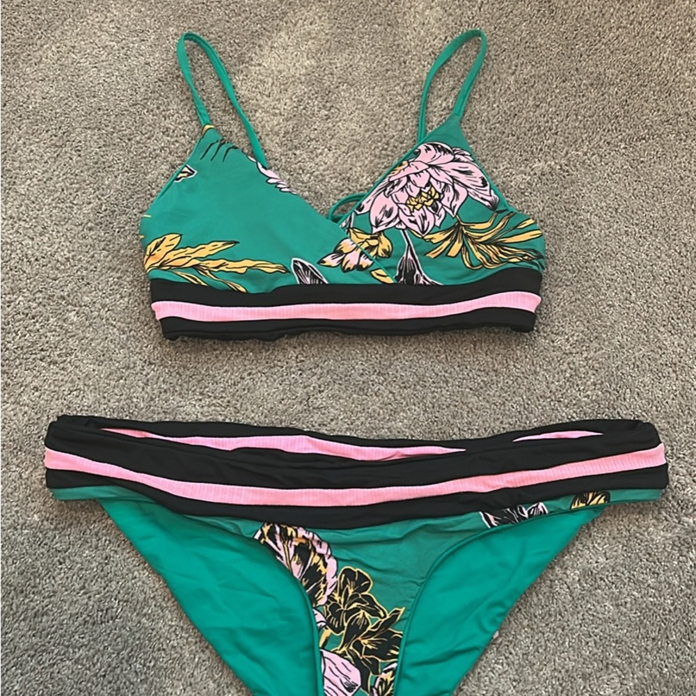 Floral Bikini Set with Strappy Top